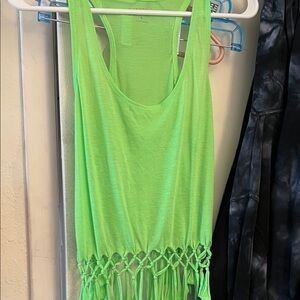 Arizona Jean Company Lime Green Fringe Tank Top